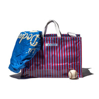 Puebco Covered School Tie Fabric Market Bag / Red x Light Blue