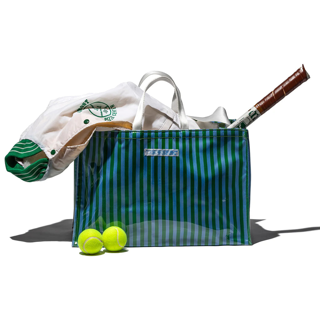 Puebco Covered School Tie Fabric Market Bag / Green x Light Blue