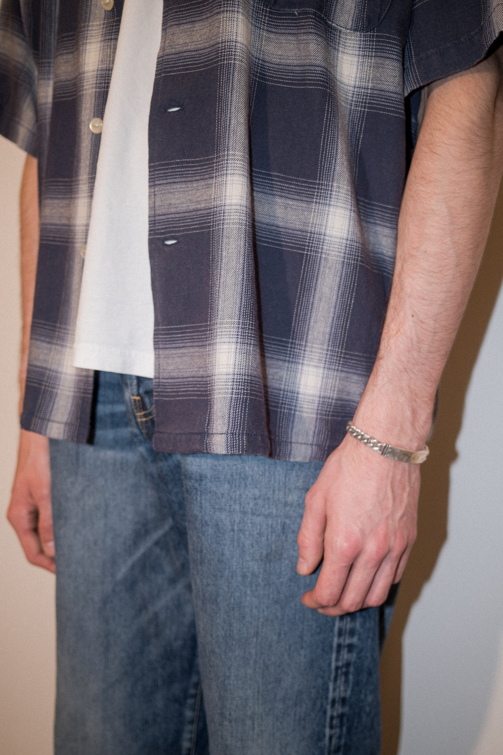 Nautica Japan Ombre Bleached Short Sleeve Shirt in Navy
