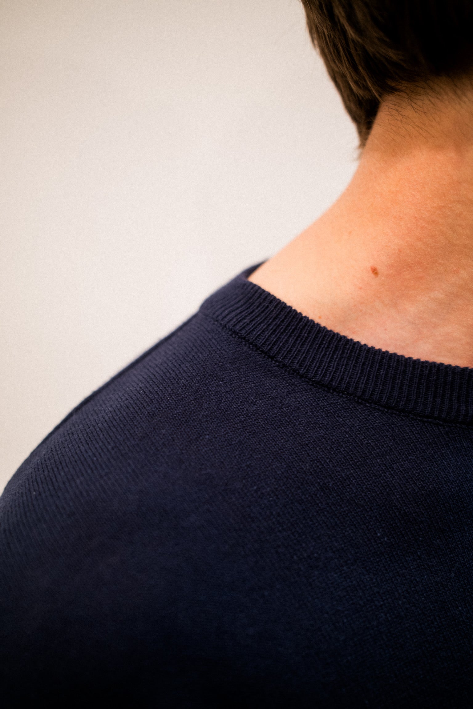 Armor Lux Cotton Linen Crew Neck Jumper in Navy