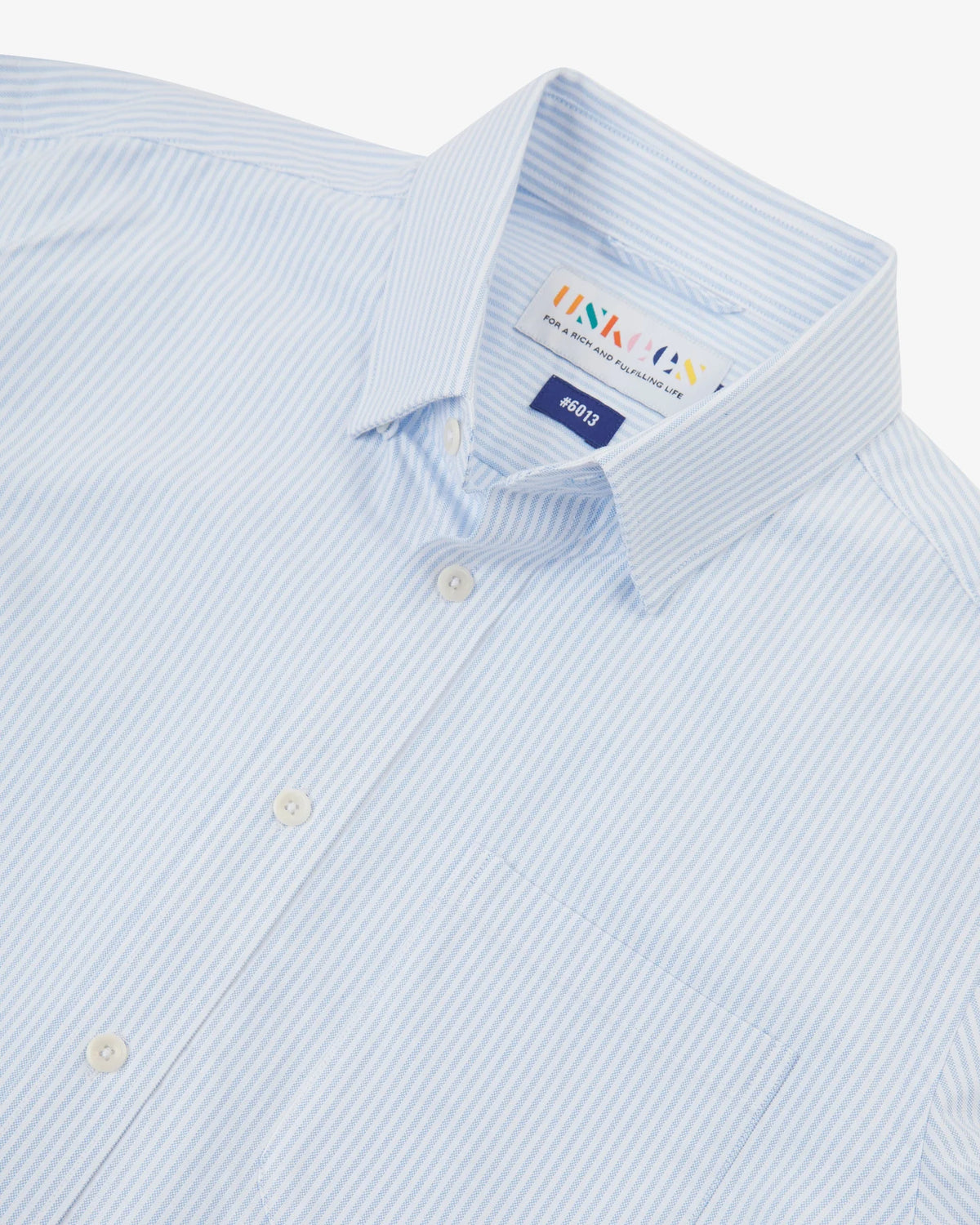 Uskees 6013 Oxford Shirt in Baby Blue Pinstripe