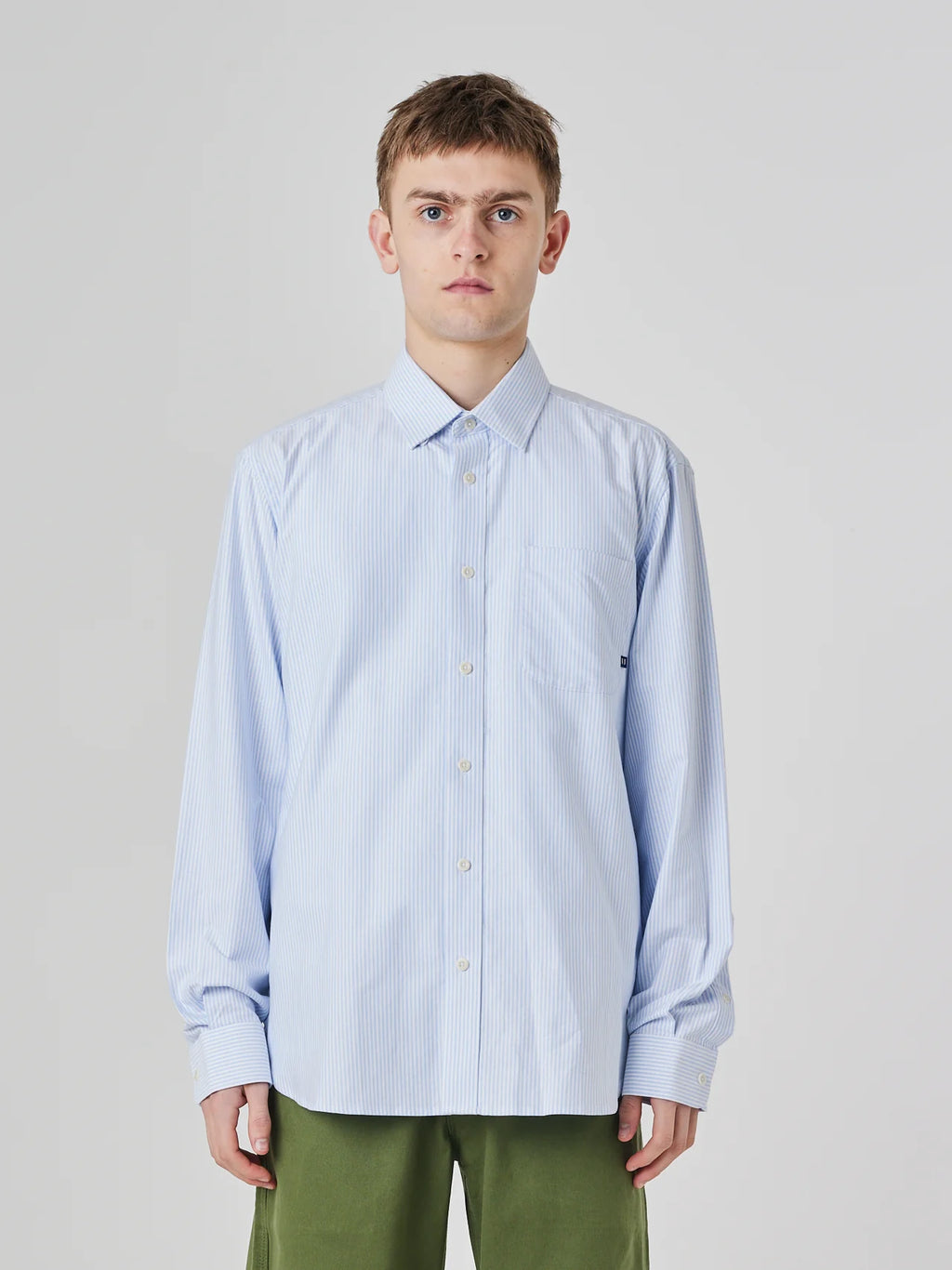 Uskees 6013 Oxford Shirt in Baby Blue Pinstripe