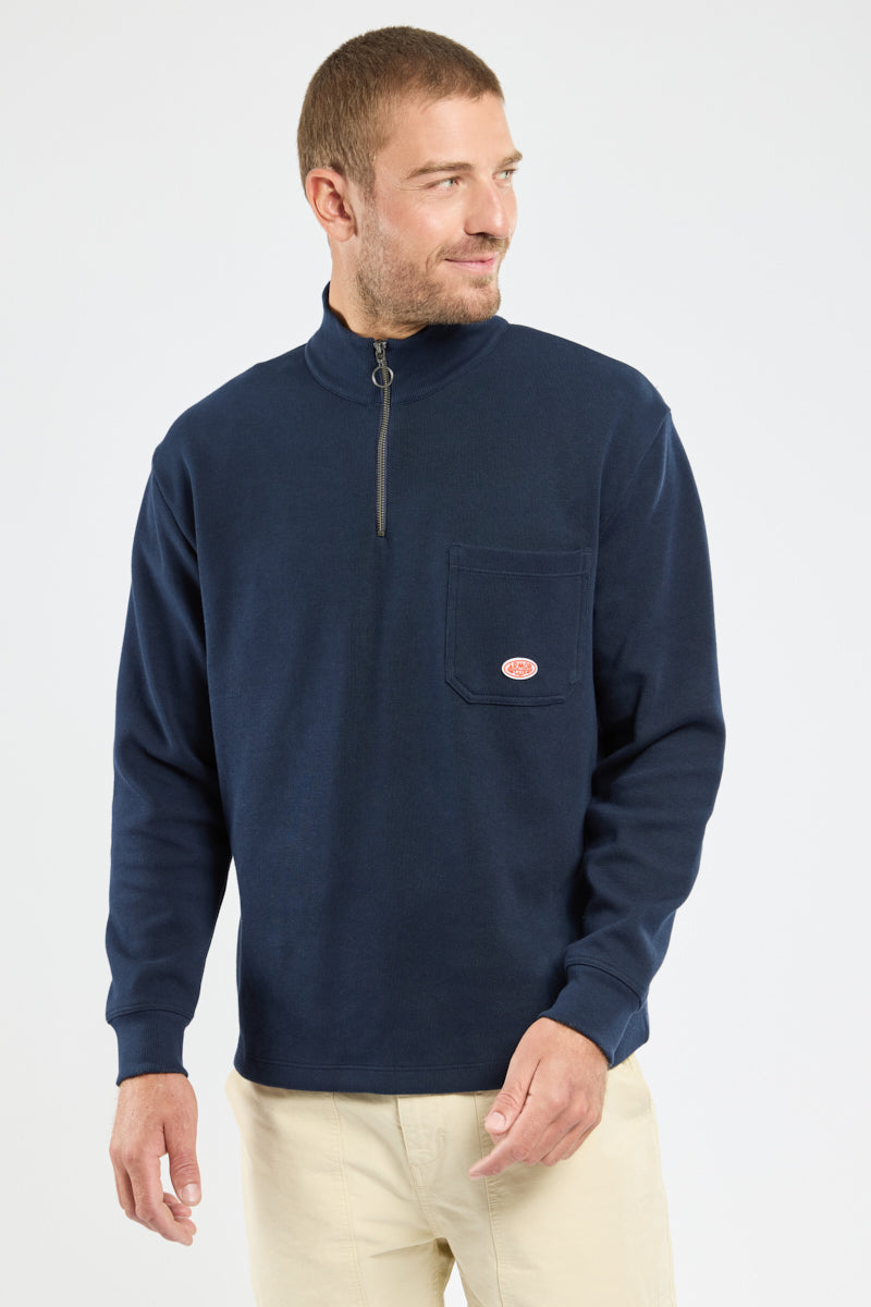 Armor Lux Heritage Cotton 1/2 Zip in Navy