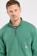 Armor Lux Heritage Cotton Quarter Zip in Dark Ivy Green