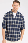 Armor Lux Checkered Flannel Shirt in Marine Deep