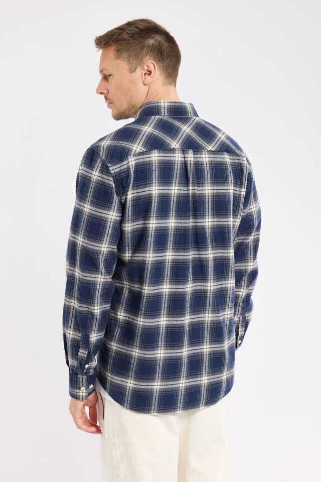 Armor Lux Checkered Flannel Shirt in Marine Deep
