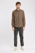 Armor Lux Checkered Flannel Shirt in Camel