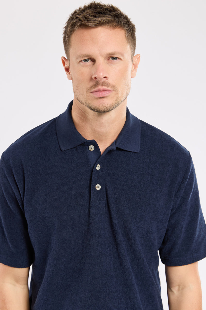 Armor Lux Heritage Terry Polo in Marine Deep