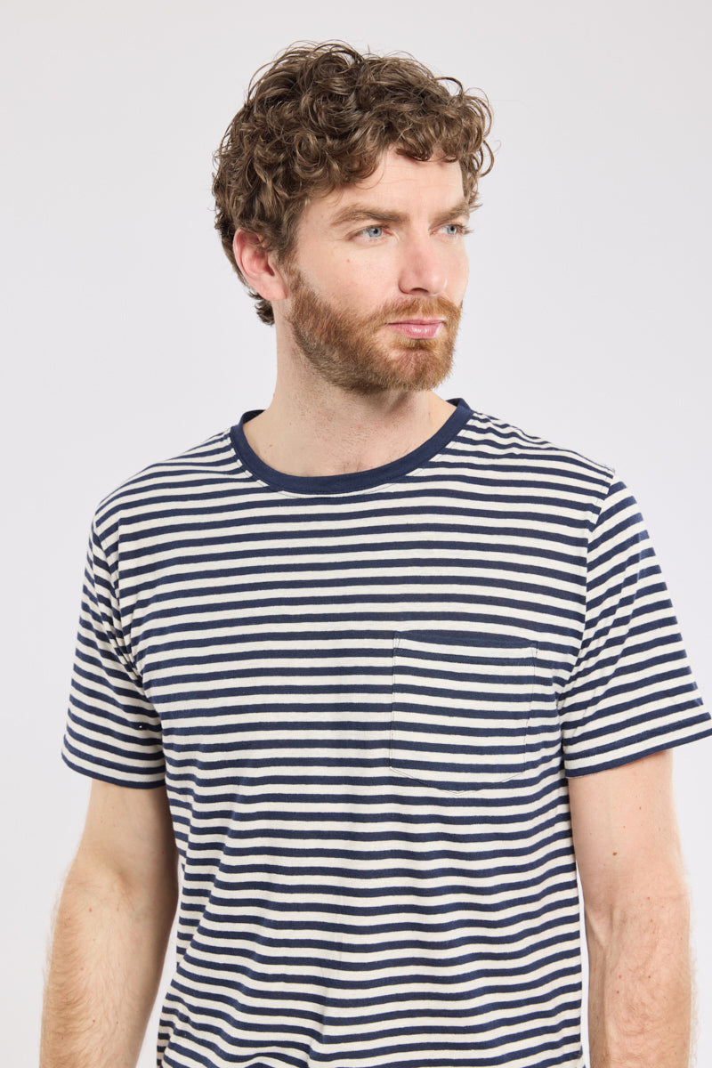 Armor Lux Heritage Striped T-Shirt in Marine Deep & Nature