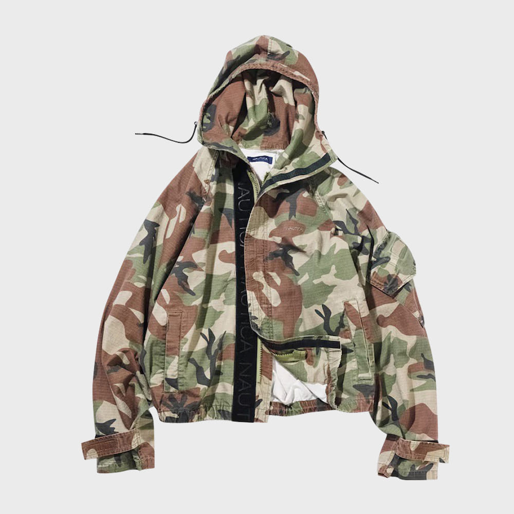 Nautica Japan Ripstop Camo Spindle Jacket in Olive