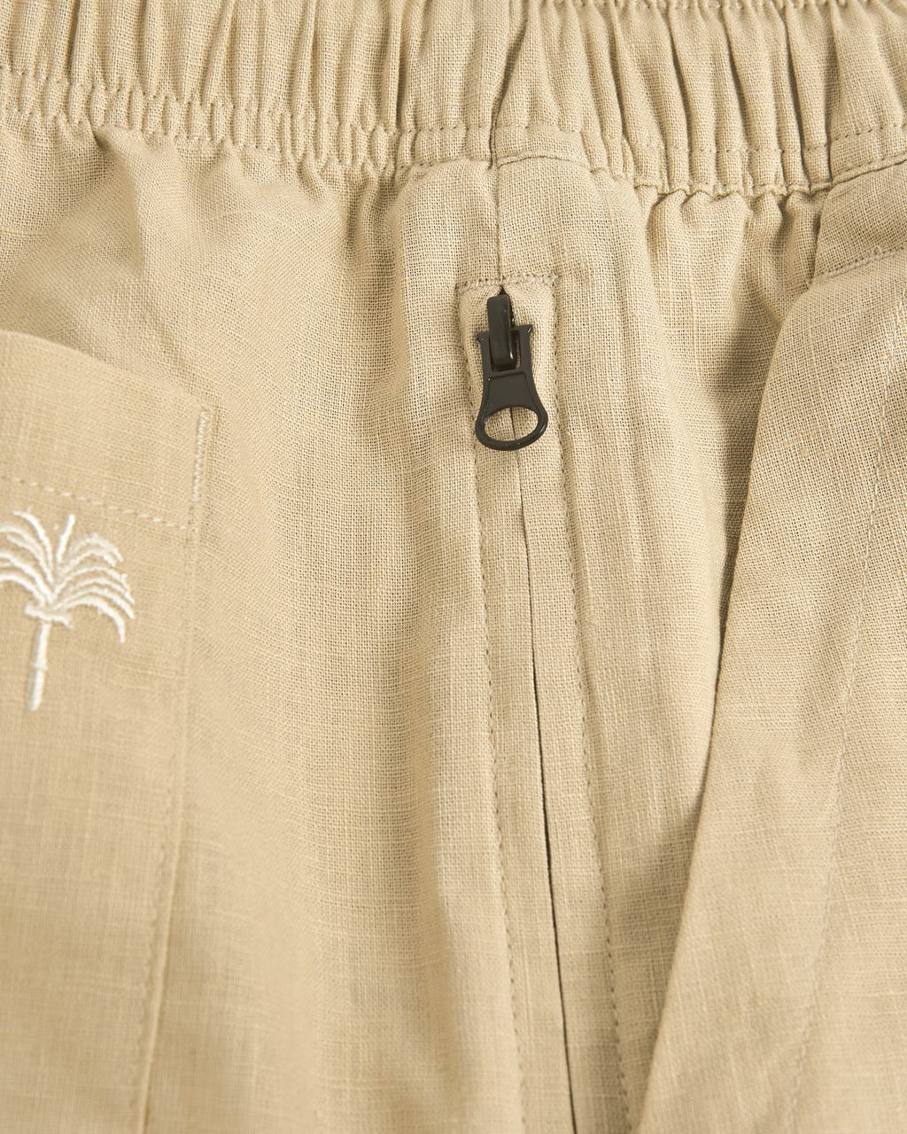 OAS Beige Cotton Linen Cargo Shorts