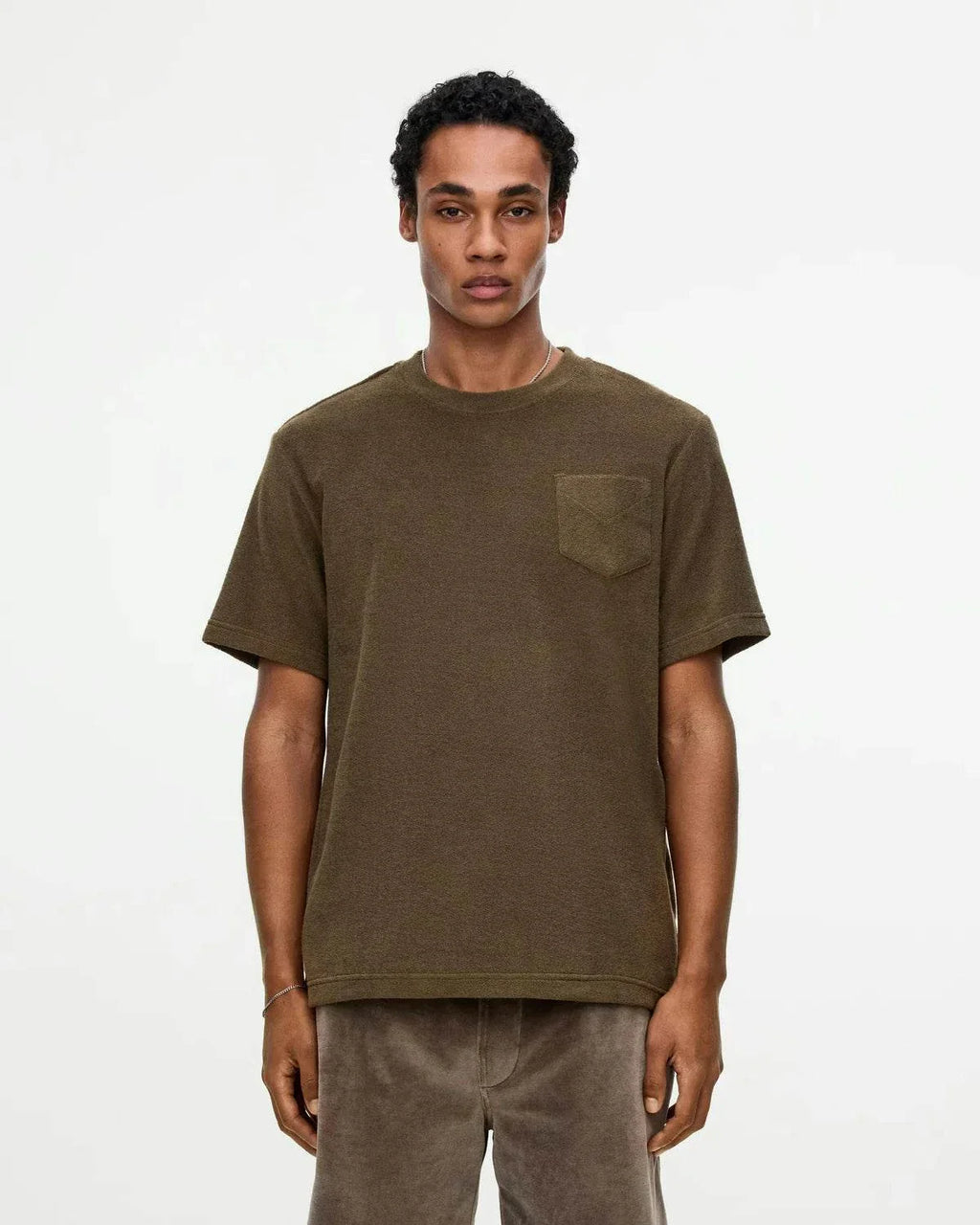 OAS Pine Terry Tee deep forest green 100% cotton terry fabric short sleeve crew neck shirt