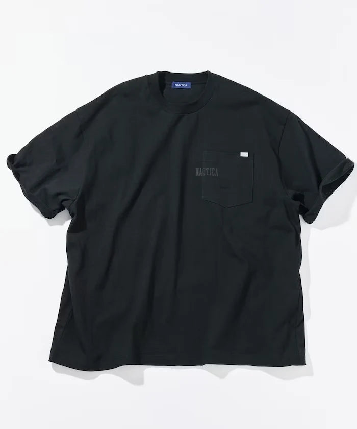 Nautica Japan Hidden Logo Pocket Piece Dyed Tee in Black