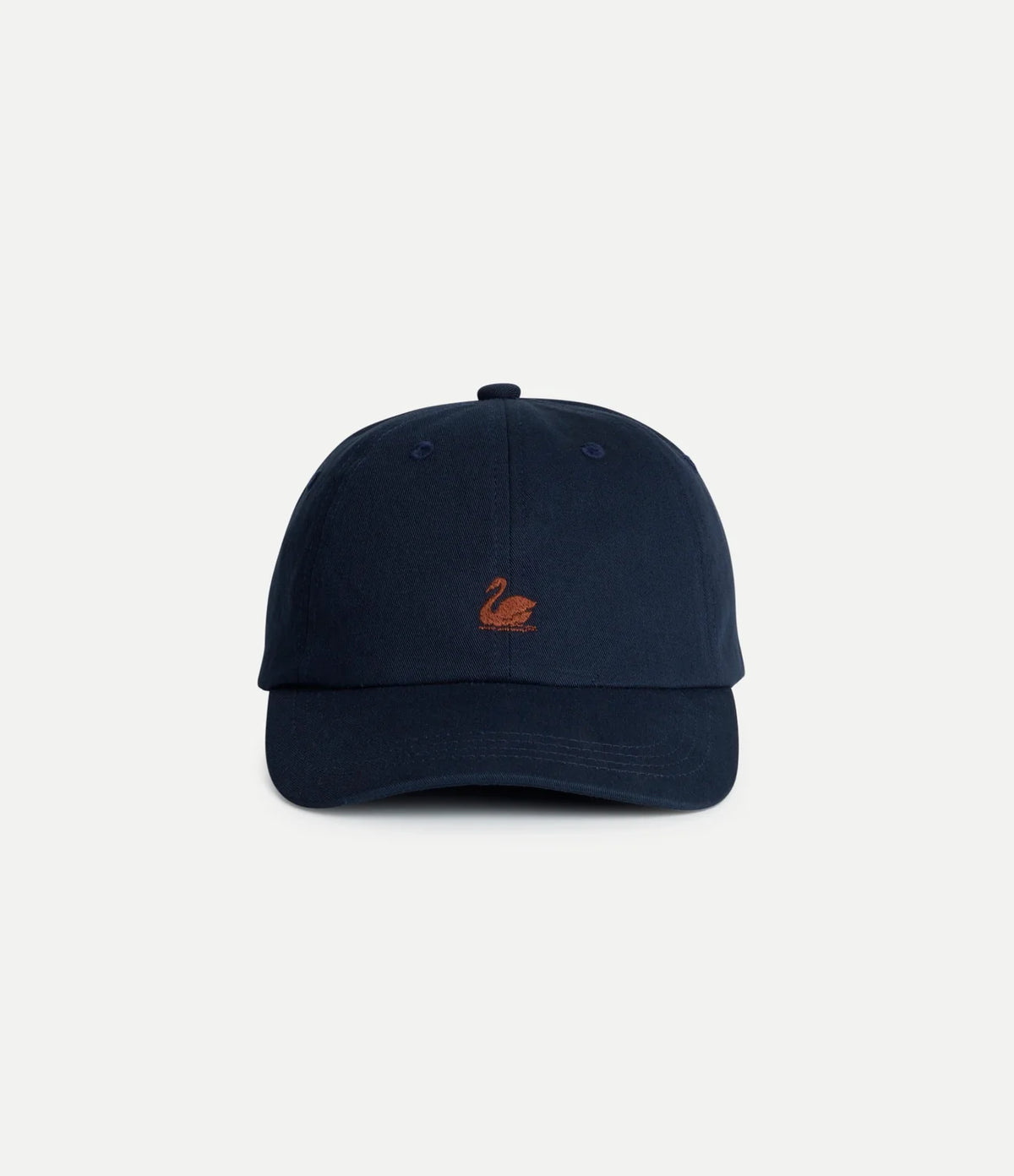 Merz b. Schwanen Swan Logo Cotton Twill Cap in Night Blue/Nut