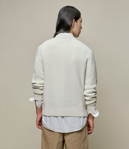 Merz B. Schwanen Men's Ribbed Knit Pullover Natural