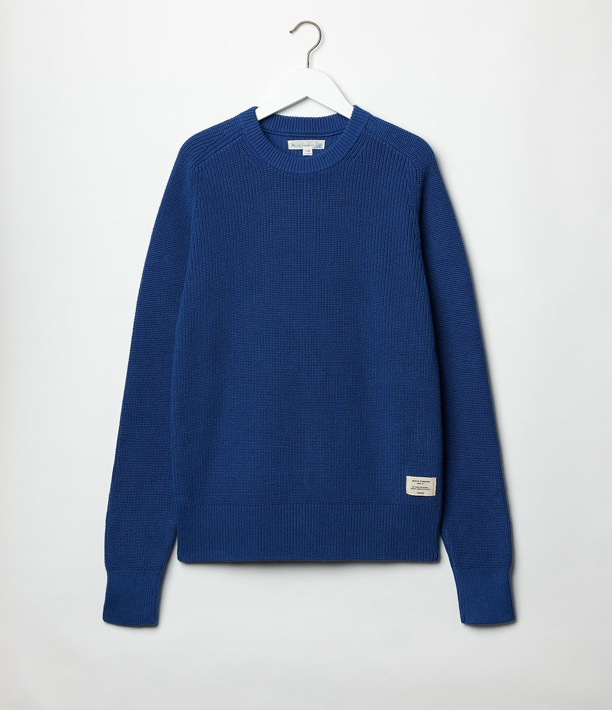 Merz B. Schwanen Men's Ribbed Knit Pullover Washed Blue