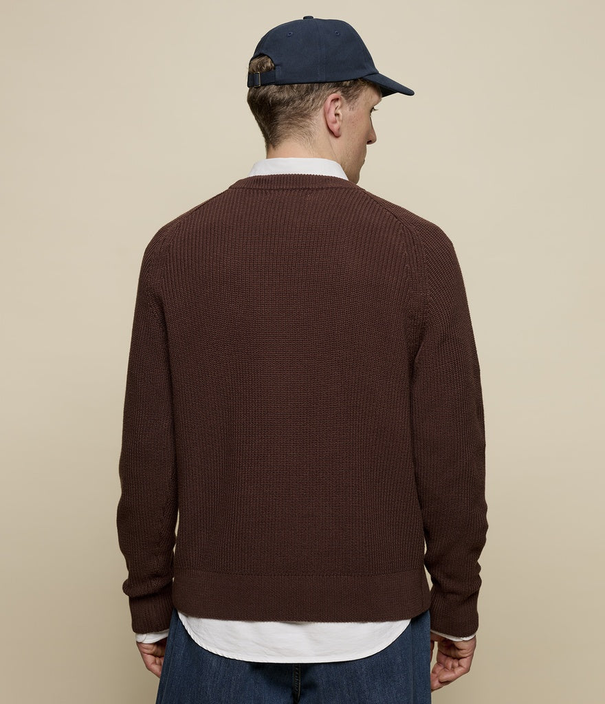 Merz B. Schwanen Men's Ribbed Cotton Knit in Chocolate