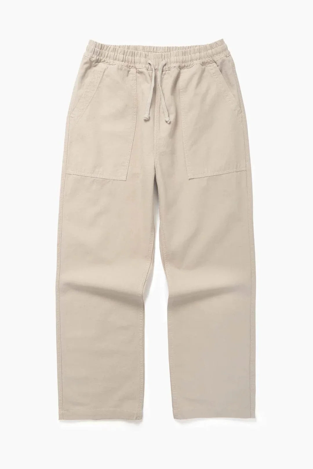 Service Works Classic Chef Pants in stone color with elasticated waist and fatigue-style pockets