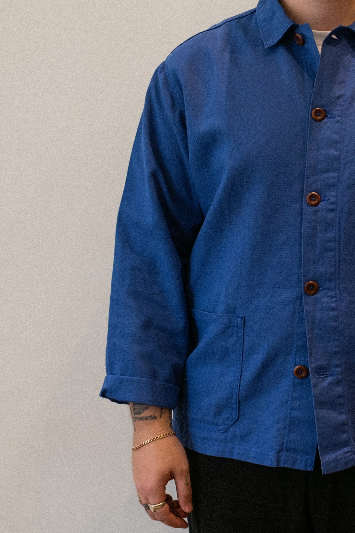 Uskees 3001 Button Overshirt in Ultra Blue