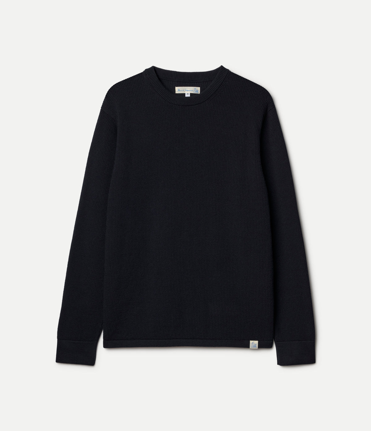 Merz b. Schwanen Lightweight Waffle Knit Sweater in Dark Navy
