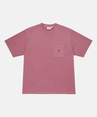 Gramicci One Point Pocket Tee red pigment with small embroidered G logo on chest in heavyweight organic cotton