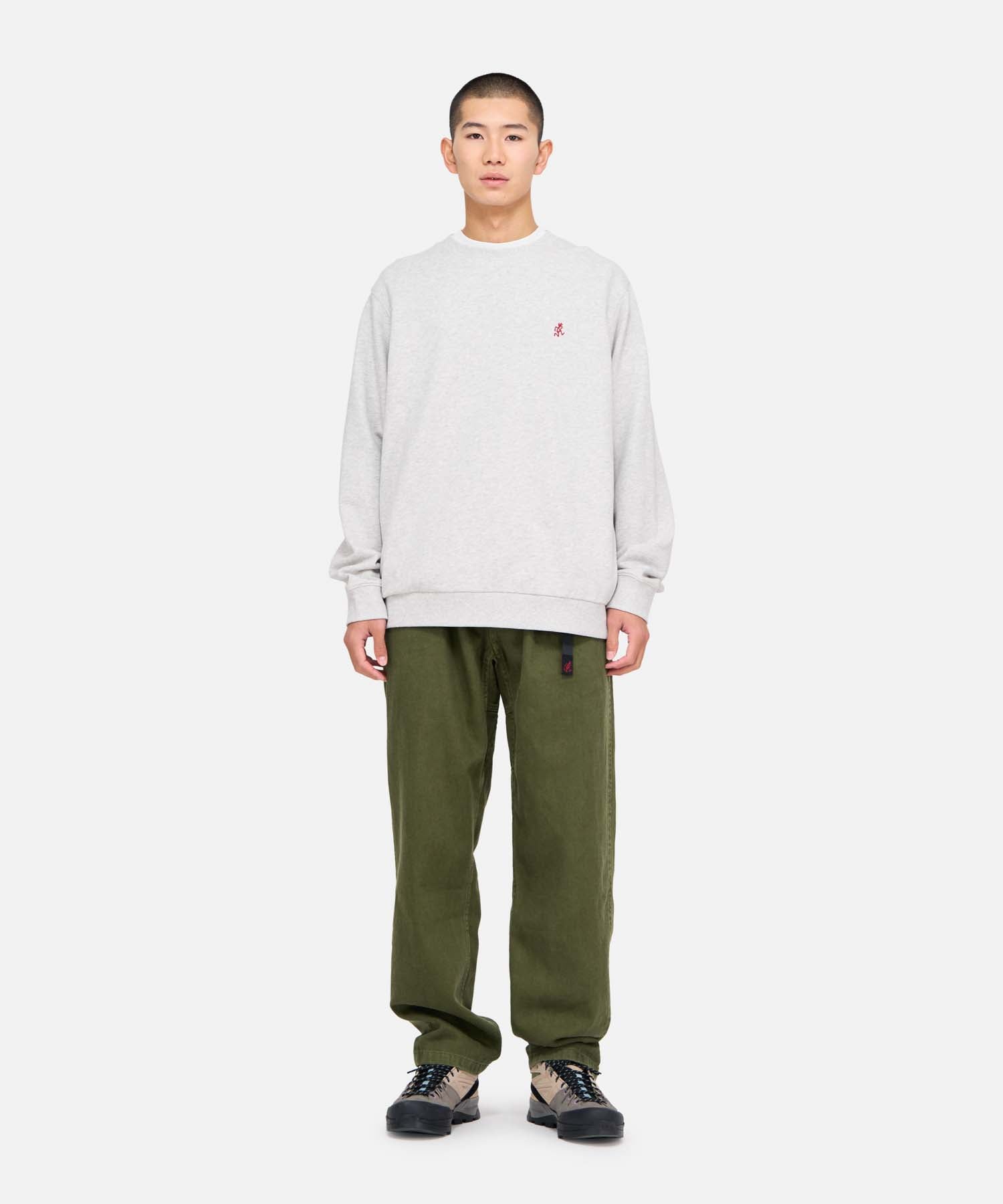 Gramicci One Point Crew Sweatshirt in Heather Ash