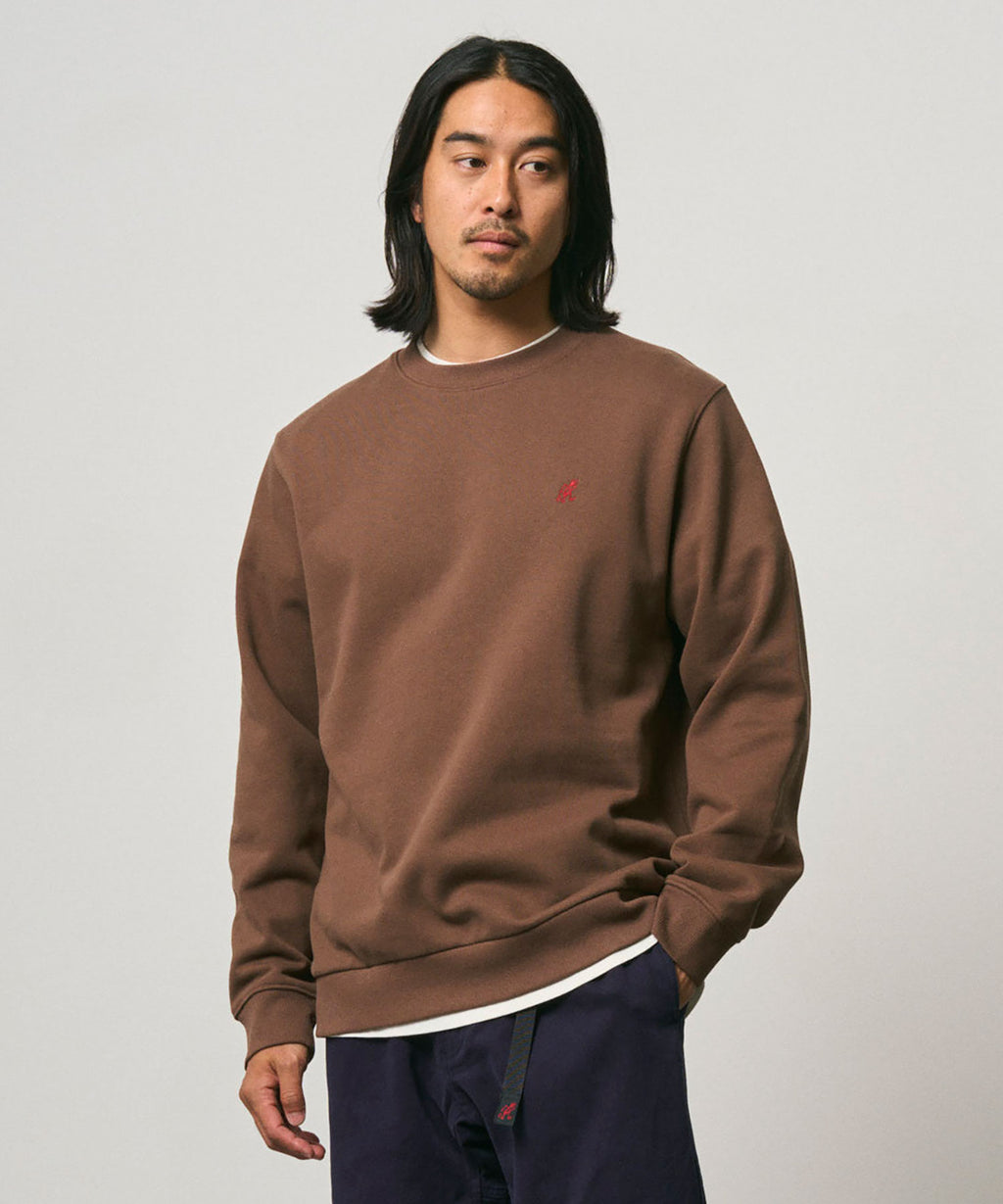 Gramicci One Point Crew Sweatshirt in Brown