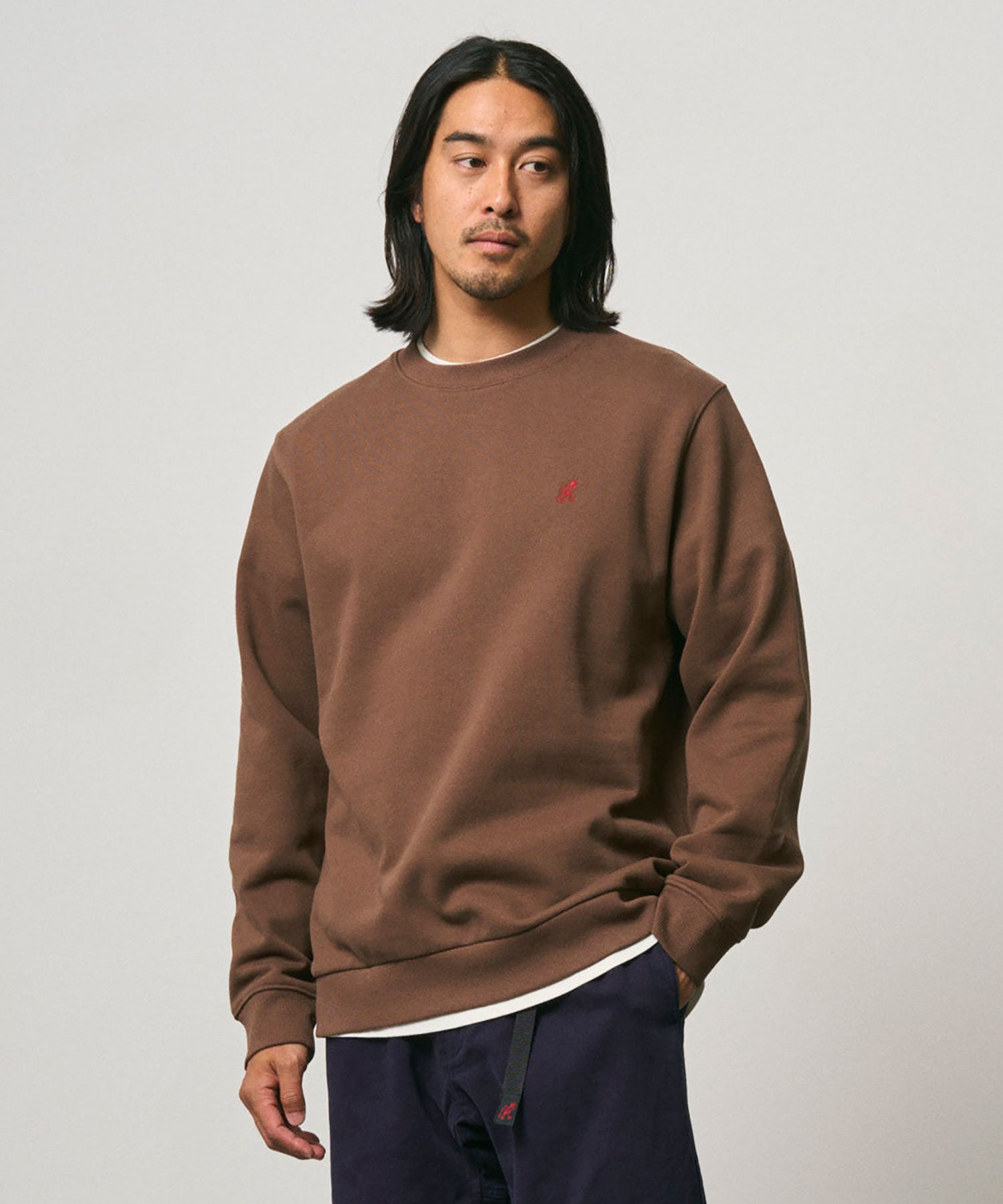 Gramicci One Point Crew Sweatshirt in Brown