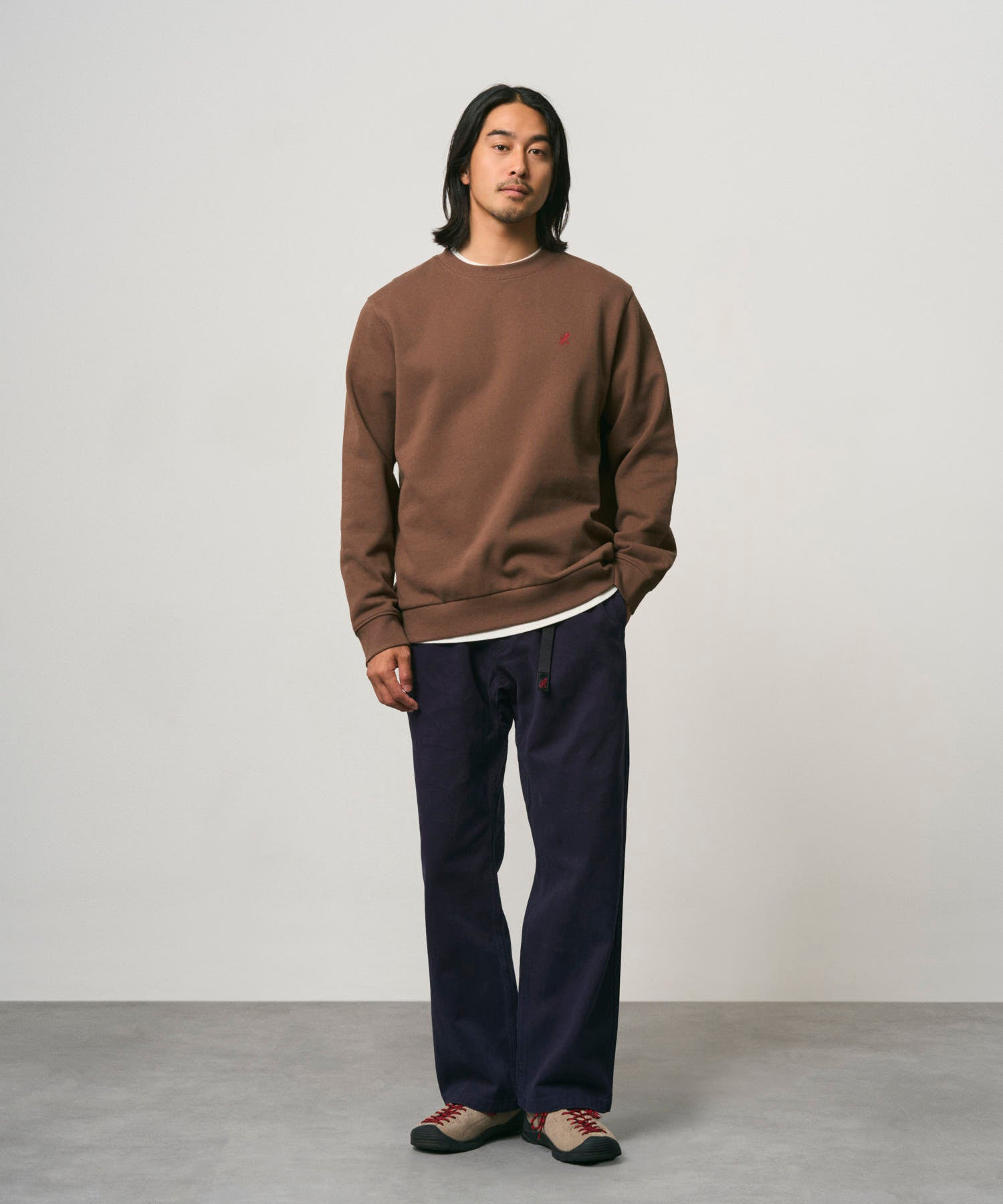 Gramicci One Point Crew Sweatshirt in Brown