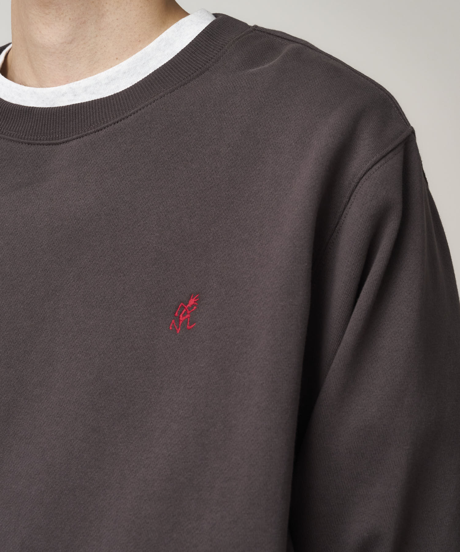 Gramicci One Point Crew Sweatshirt in Deep Brown