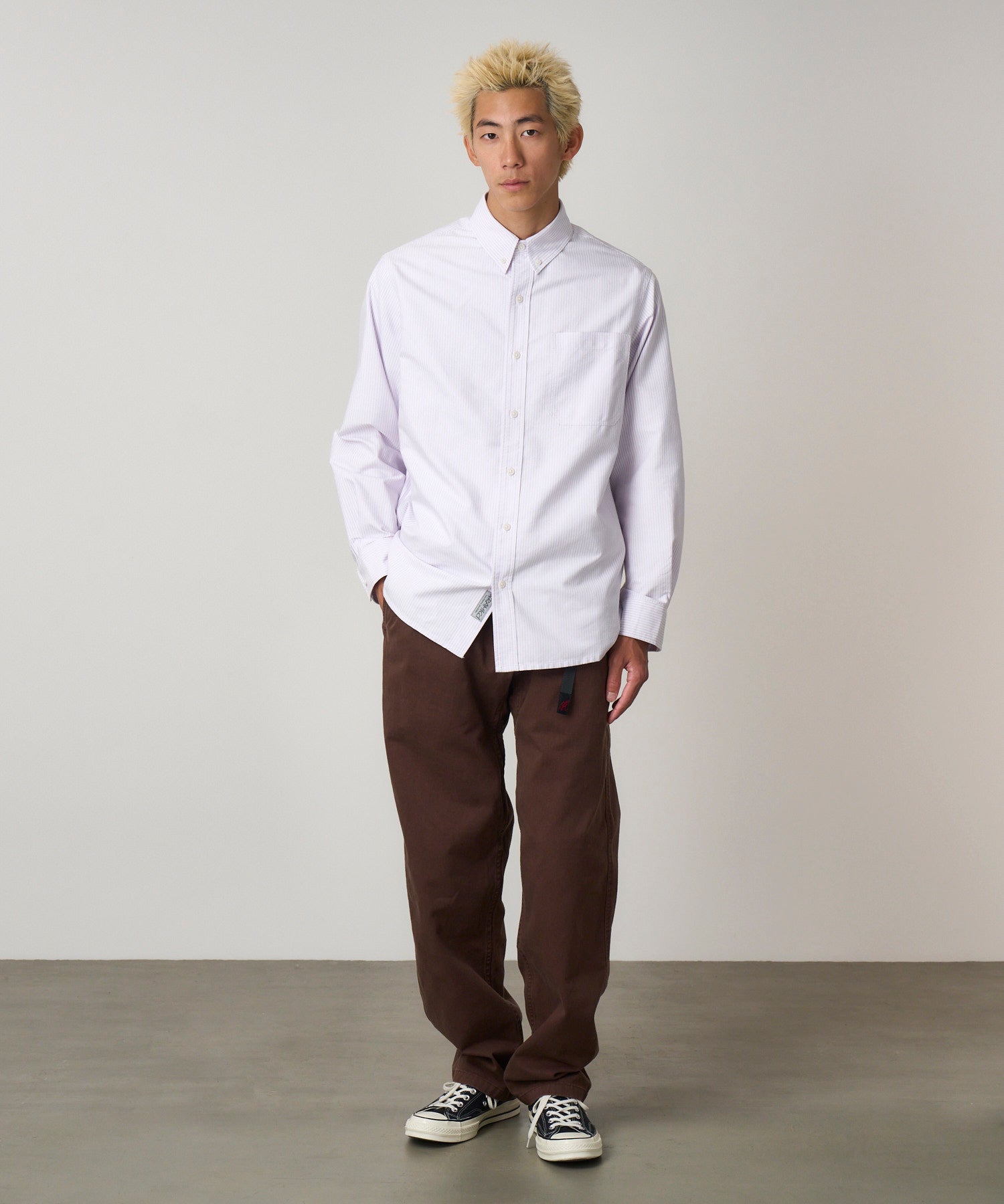 Gramicci Oxford Button Down Stance Shirt in Iris Stripe