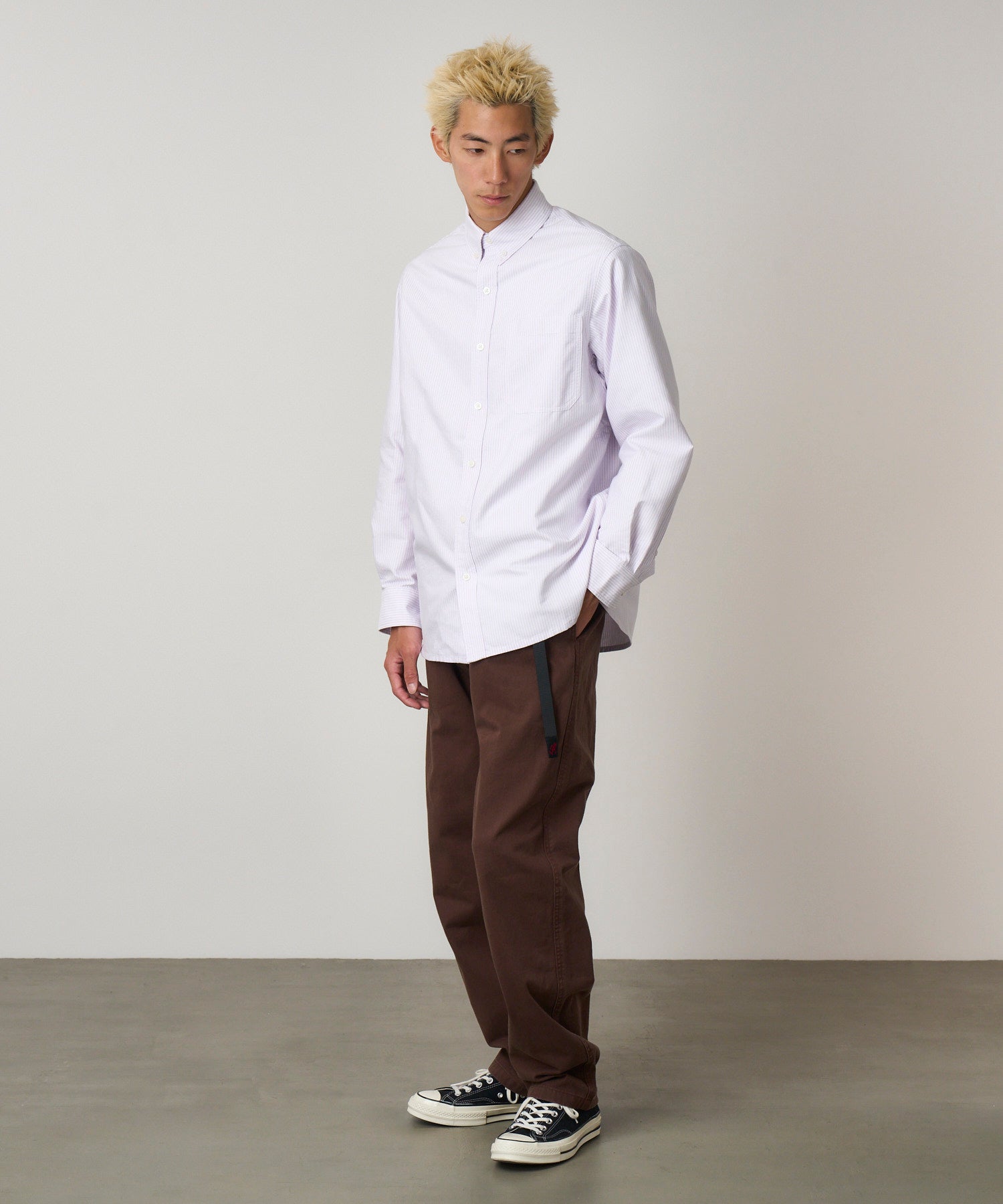 Gramicci Oxford Button Down Stance Shirt in Iris Stripe