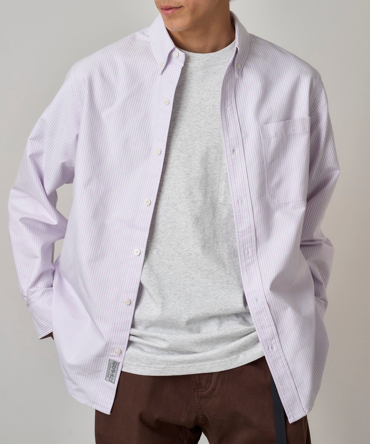 Gramicci Oxford Button Down Stance Shirt in Iris Stripe