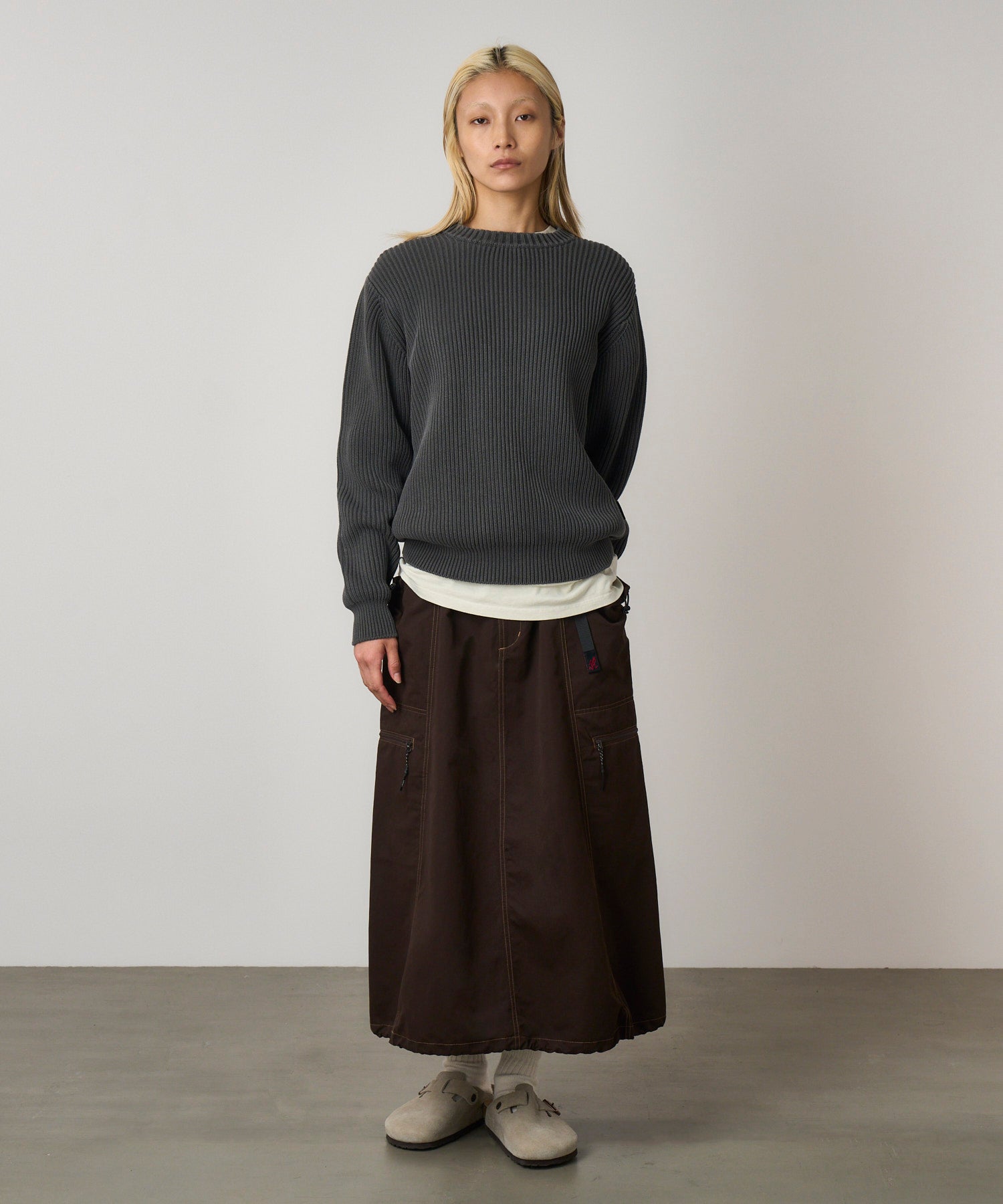 Gramicci Cotton Knit Sweater in Grey