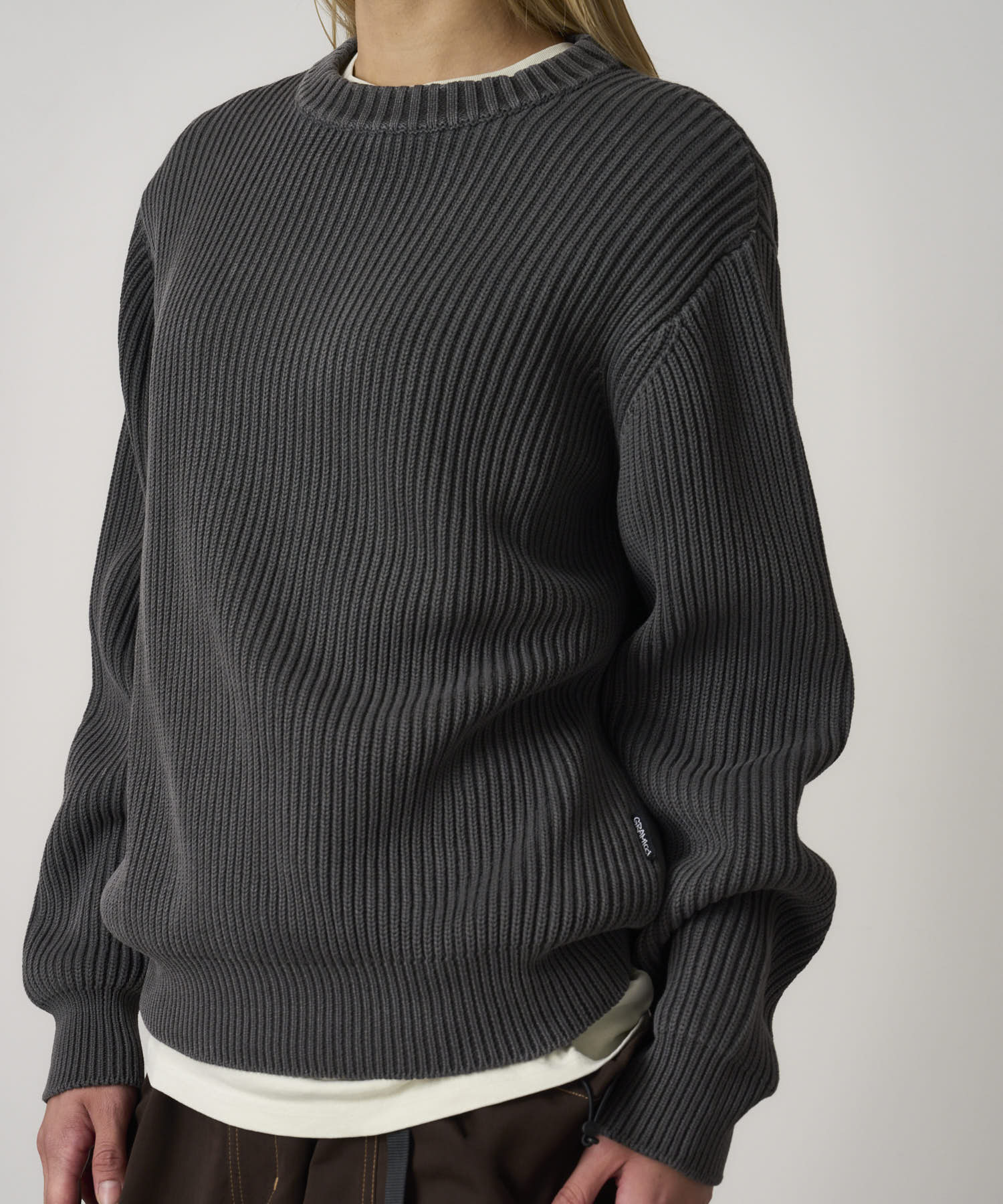 Gramicci Cotton Knit Sweater in Grey