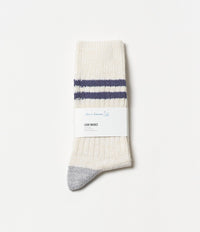 Merz B. Schwanen GS05 Recycled Cotton Socks in Nature/Denim Blue