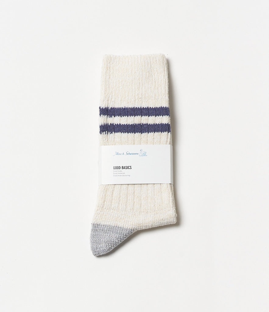 Merz B. Schwanen GS05 Recycled Cotton Socks Nature/Denim Blue