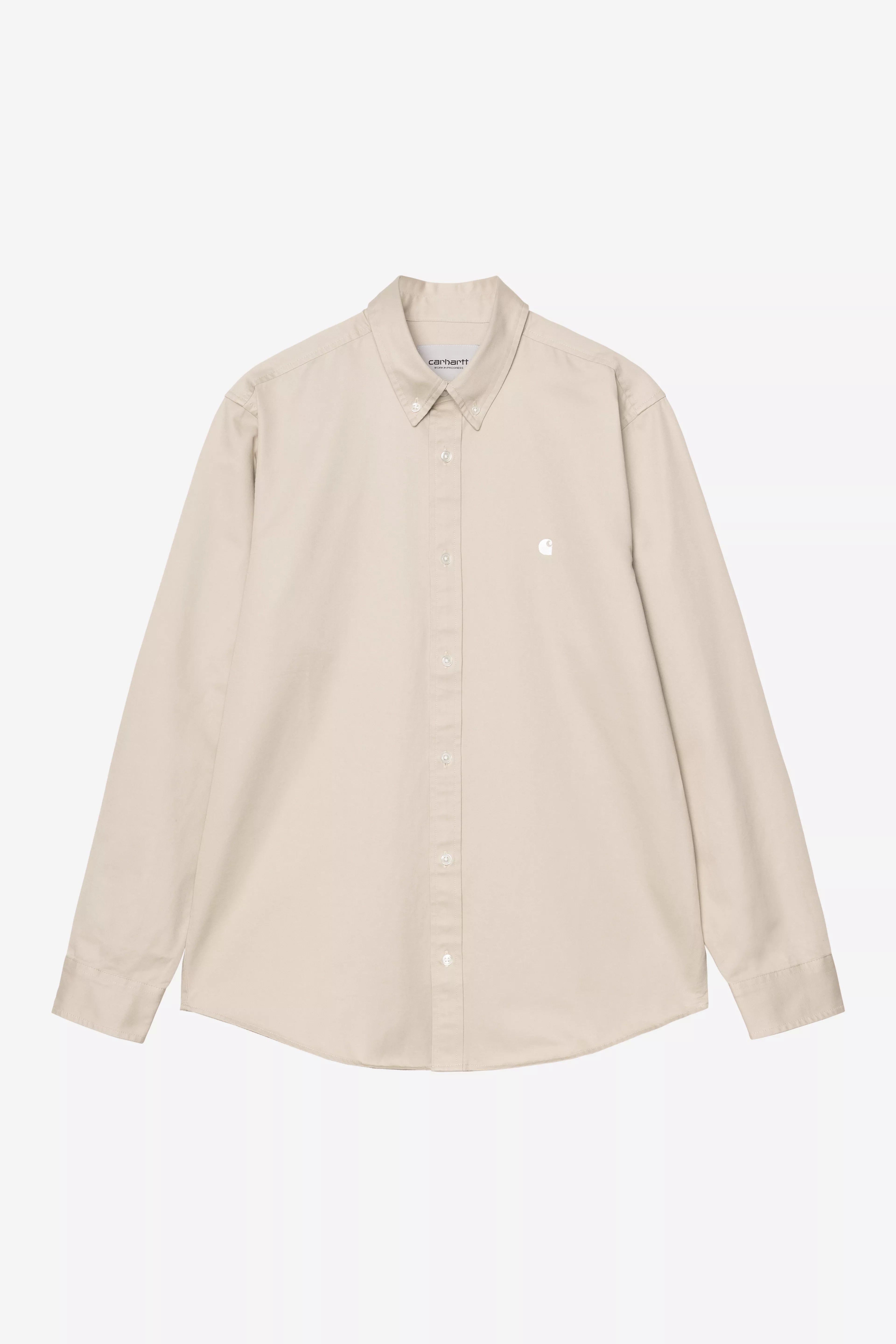 Carhartt WIP Long Sleeve Madison Shirt in Stone / White