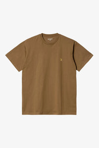 Carhartt WIP S/S Chase T-Shirt in Hamilton Brown with embroidered C logo and loose fit