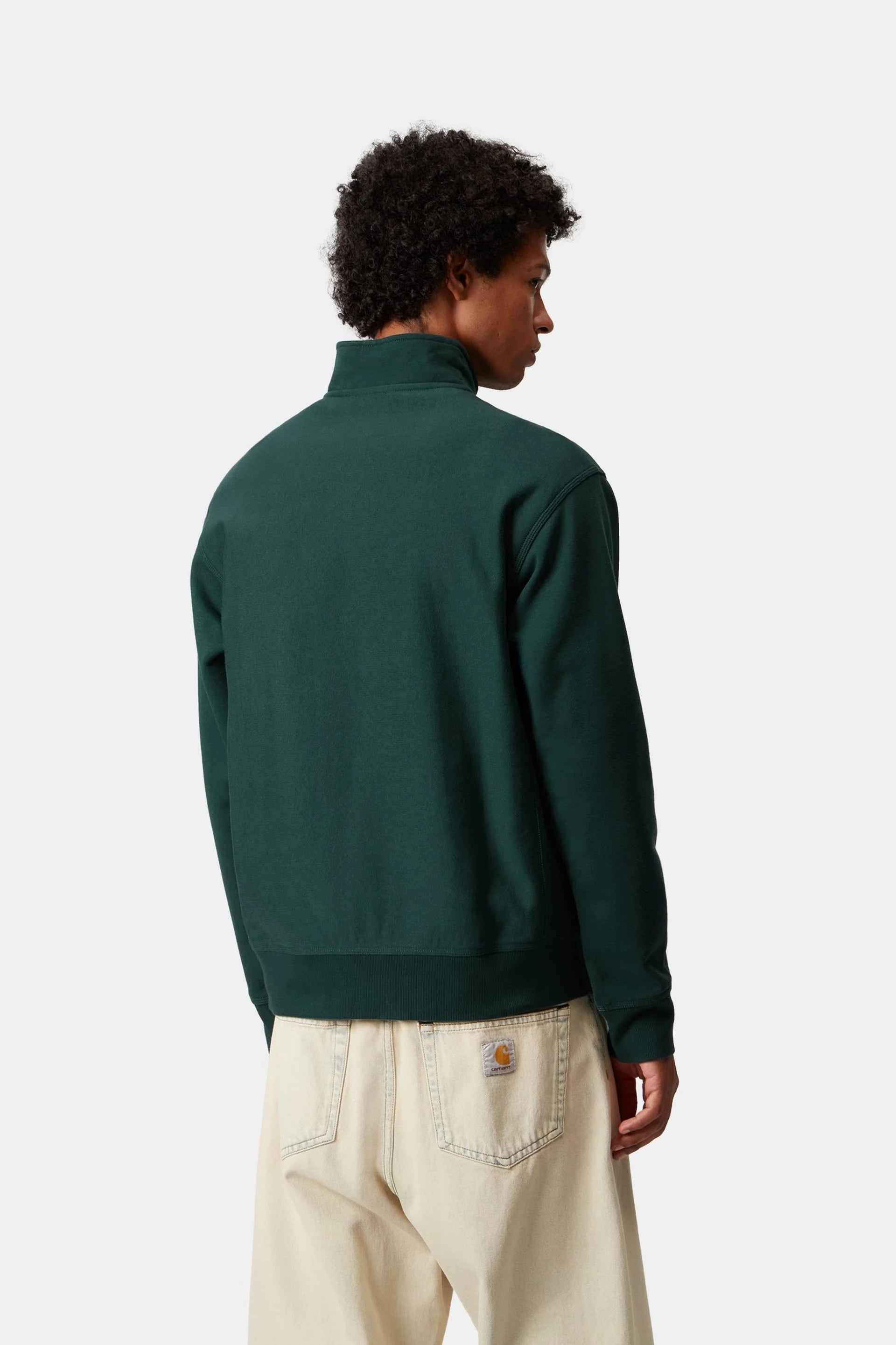 Carhartt WIP Half Zip American Script Sweat in Dark Fir