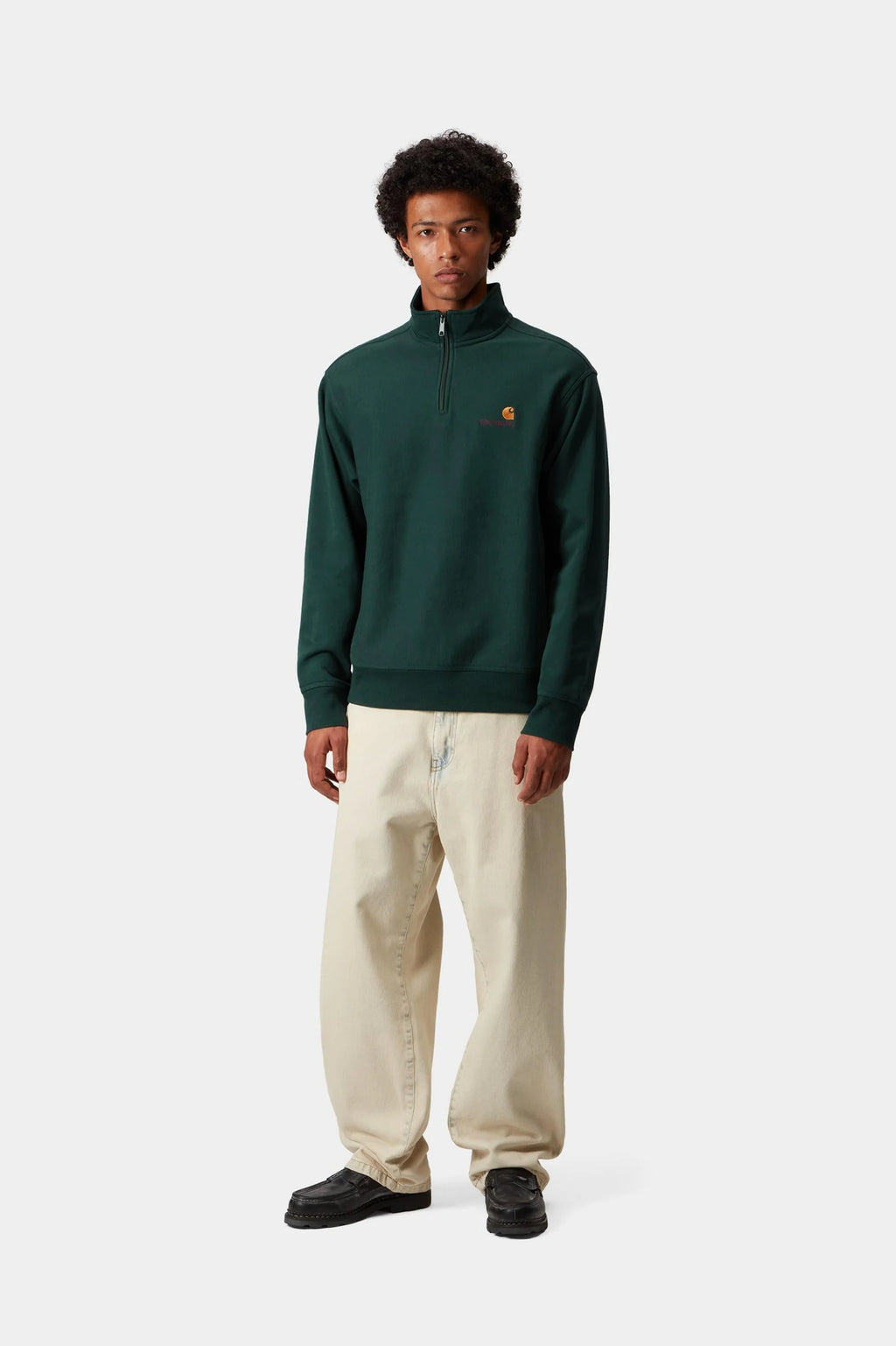 Carhartt WIP Half Zip American Script Sweat in Dark Fir