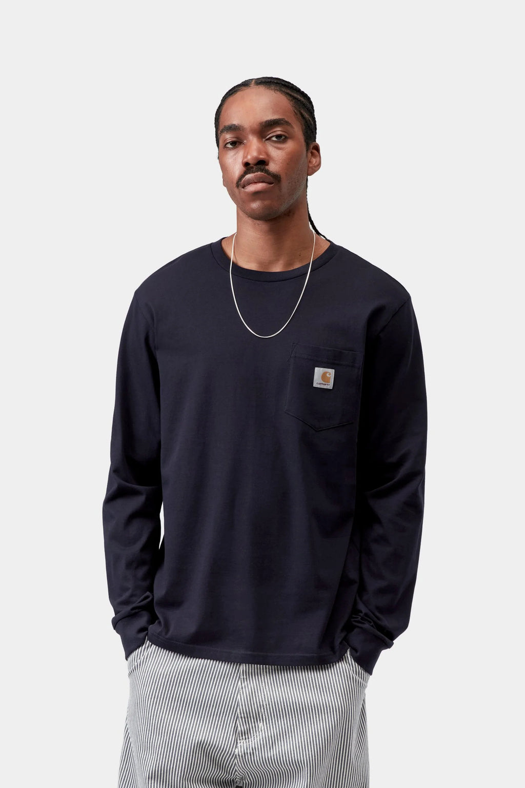 Carhartt WIP L/S Pocket T-Shirt in Dark Navy