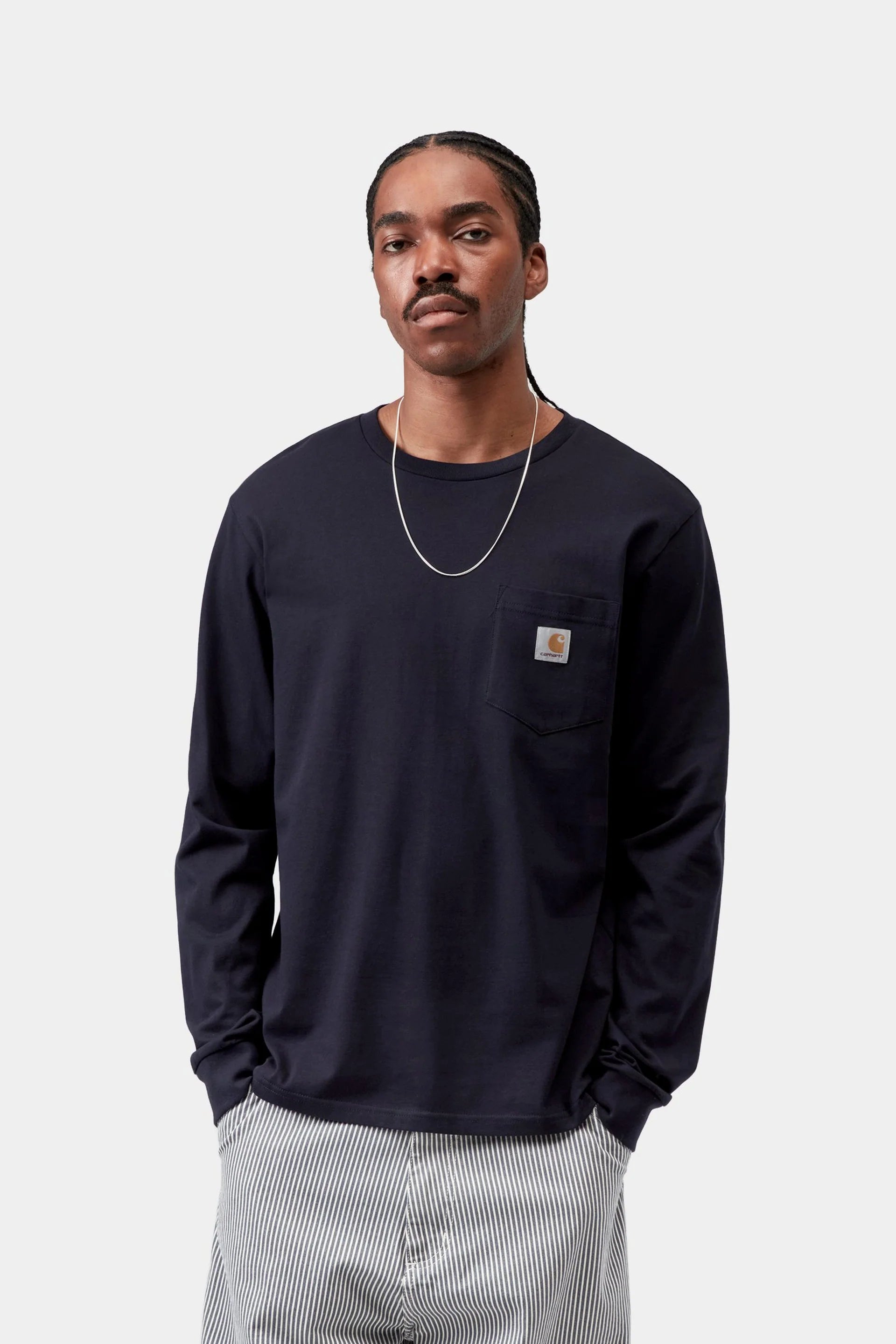 Carhartt WIP L/S Pocket T-Shirt in Dark Navy