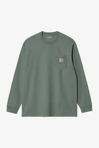 Carhartt WIP L/S Pocket T-Shirt in velvet green cotton jersey with chest pocket and long sleeves