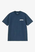 Carhartt WIP S/S University Script T-Shirt in Blue River with front university script graphic print