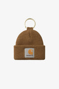 Carhartt WIP Mini Watch Hat Keychain in Hamilton Brown with rib-knit yarn and metal keyring