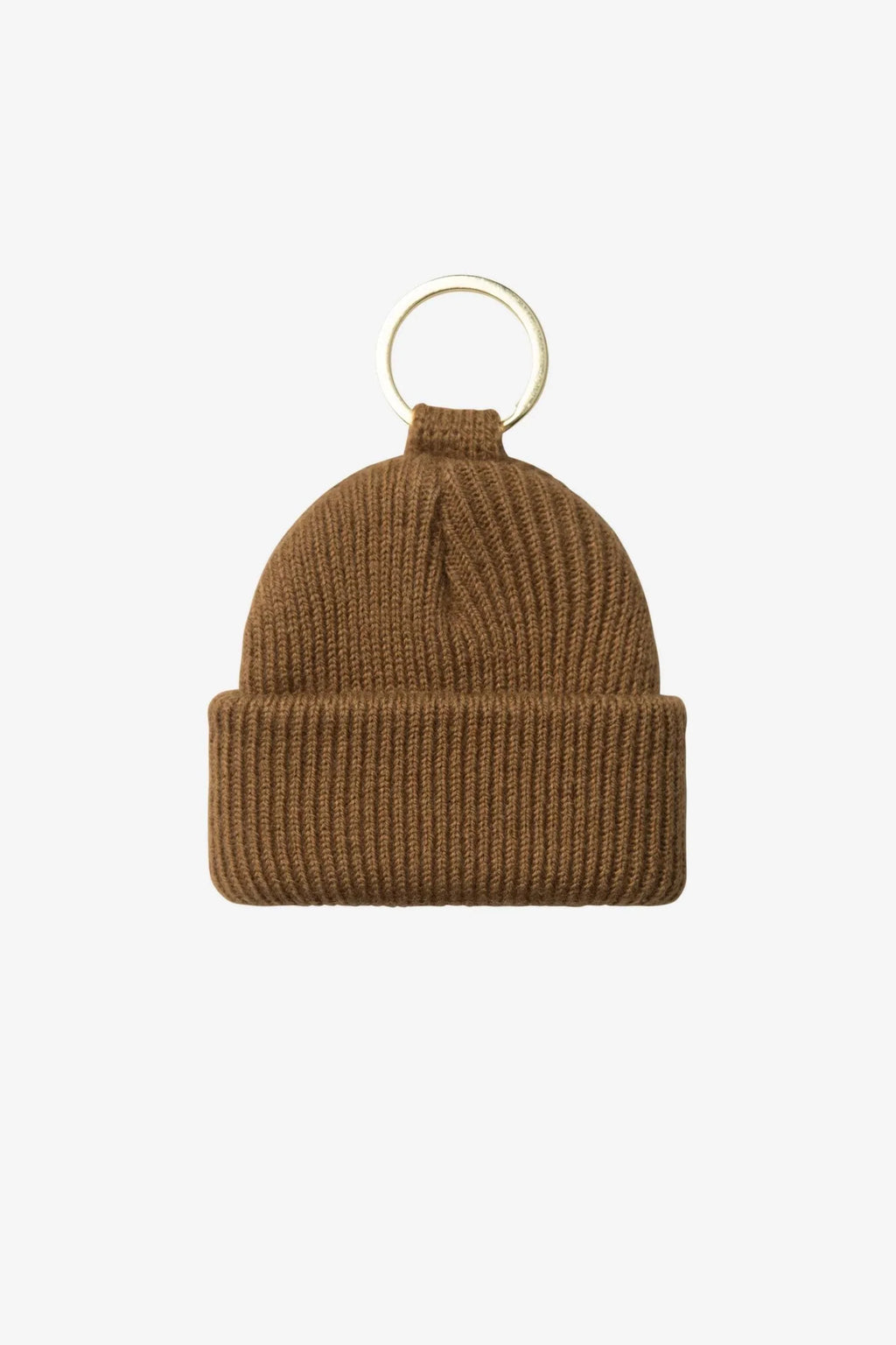Carhartt WIP Mini Watch Hat keychain in Hamilton Brown with metal ring and woven label