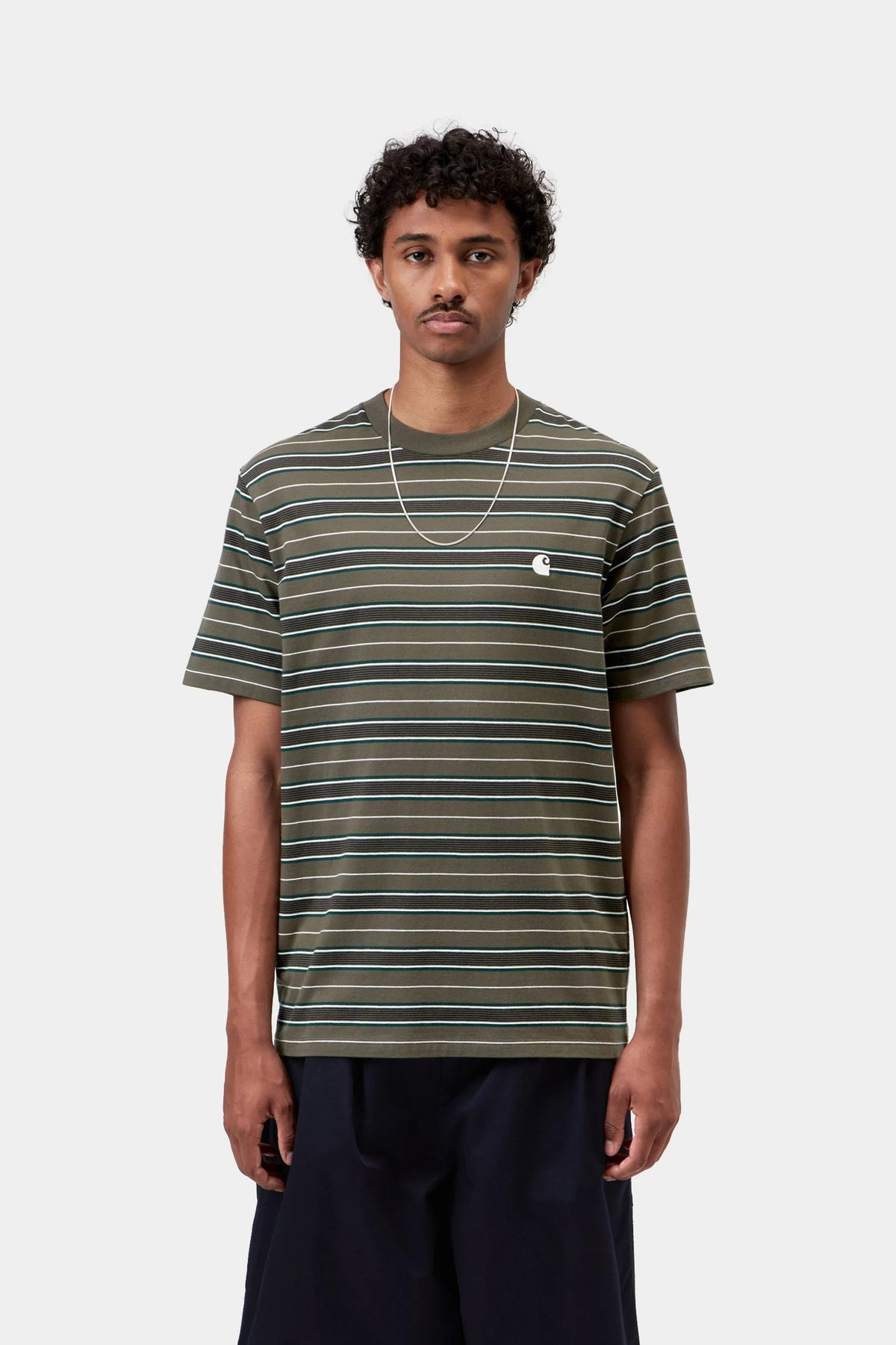Carhartt WIP S/S Bronson T-Shirt in Bronson Stripe, Cypress