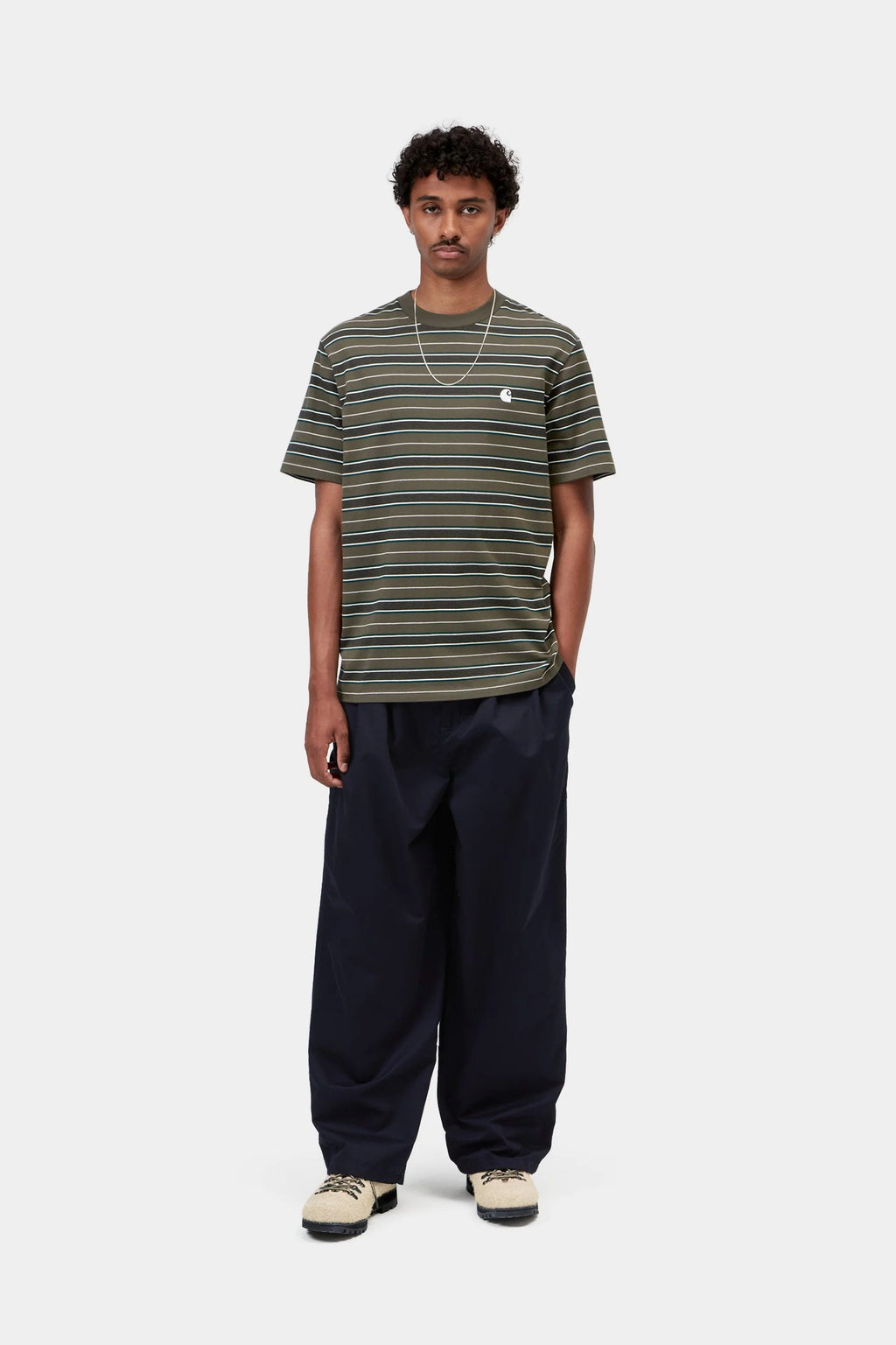 Carhartt WIP S/S Bronson T-Shirt in Bronson Stripe, Cypress