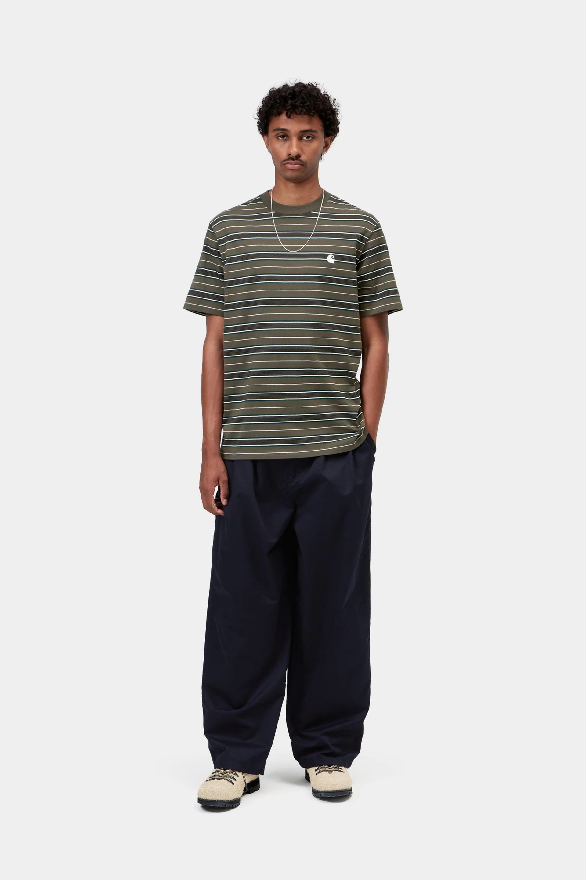 Carhartt WIP S/S Bronson T-Shirt in Bronson Stripe, Cypress